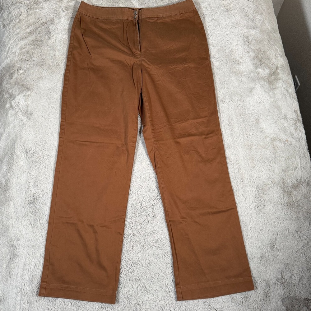 Chicos Dress‎ Pants Women's Size 3 Brown Cotton Stretch Chino Business Casual